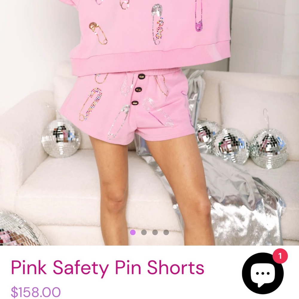 Queen of sparkles pink safety pin shorts-NWOT
